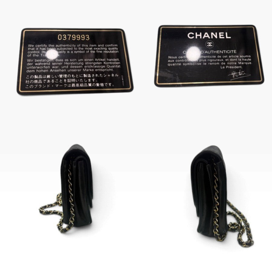 CHANEL シャネル マトラッセ ラムスキン ブラック ゴールド金具 レザー ショルダーバッグ レディース B