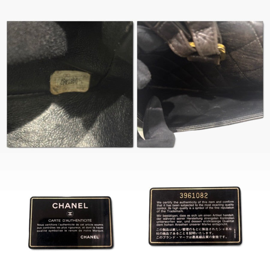 CHANEL シャネル マトラッセ ラムスキン ブラック ゴールド金具 レザー リュック レディース B