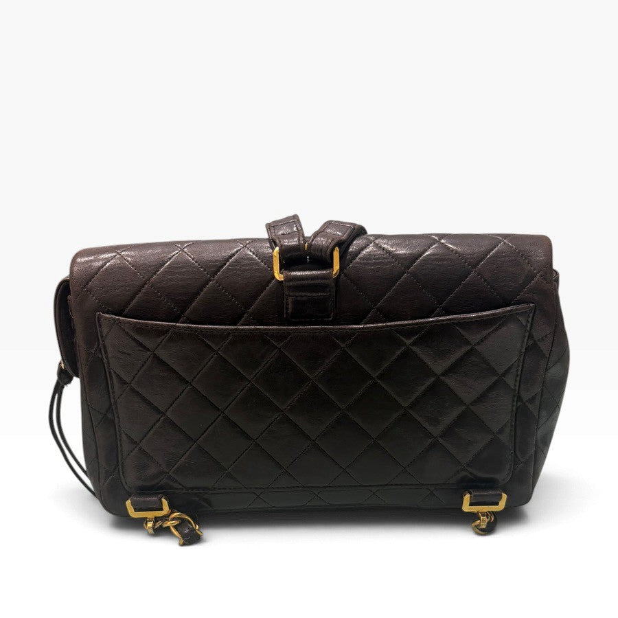 CHANEL シャネル マトラッセ ラムスキン ブラック ゴールド金具 レザー リュック レディース B