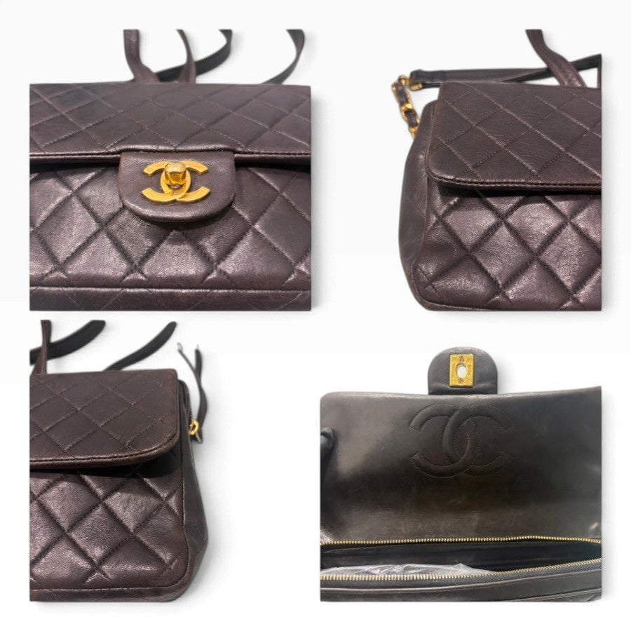 CHANEL シャネル マトラッセ ラムスキン ブラック ゴールド金具 レザー リュック レディース B