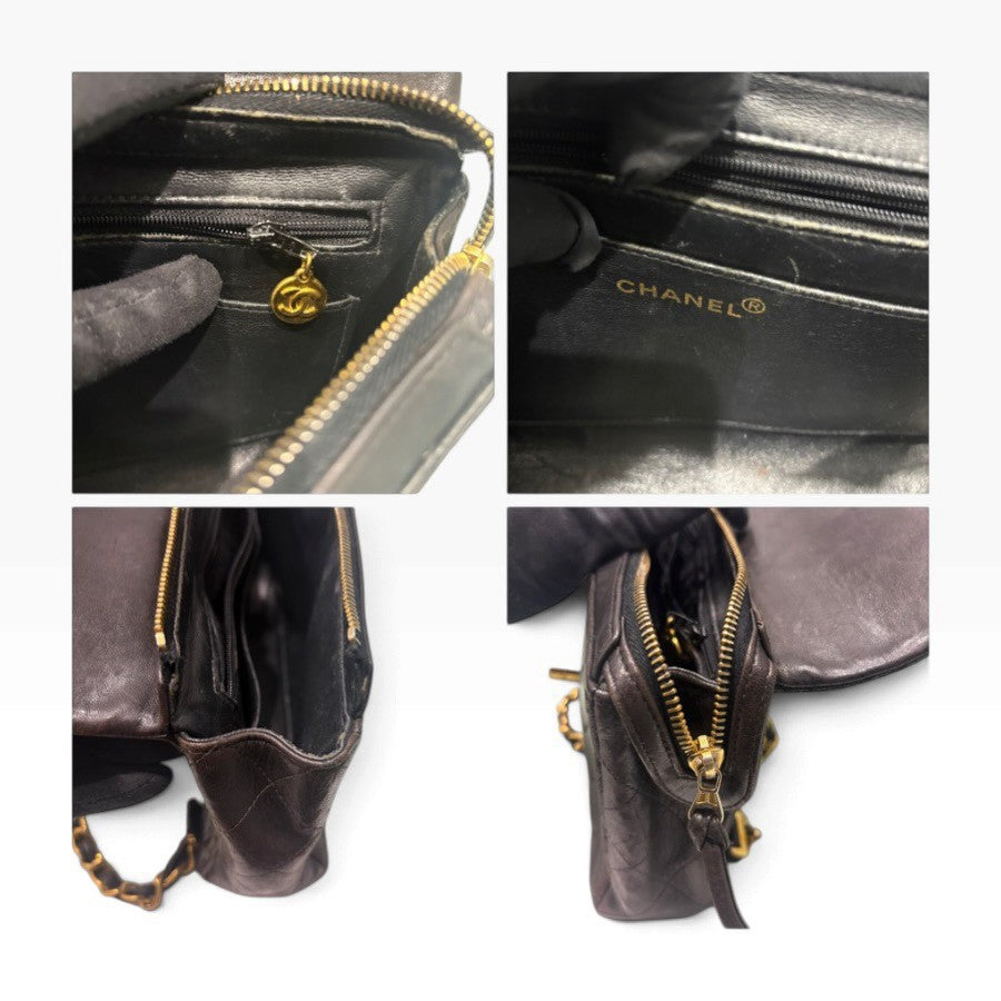 CHANEL シャネル マトラッセ ラムスキン ブラック ゴールド金具 レザー リュック レディース B