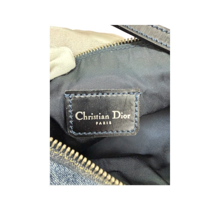 Christian Dior クリスチャンディオール サドル ブルー シルバー金具 キャンバス / レザー BO D 0091 ハンドバッグ ショルダーバッグ レディース ABP