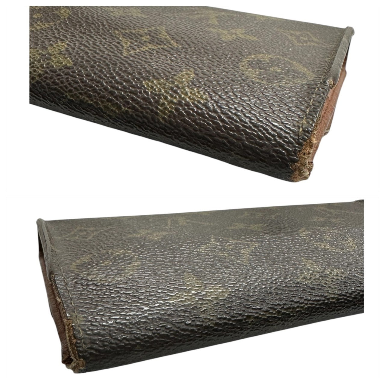 LOUIS VUITTON ルイヴィトン モノグラム ポルトトレゾール ブラウン ゴールド金具 PVC M61215 三つ折り財布 レディース B