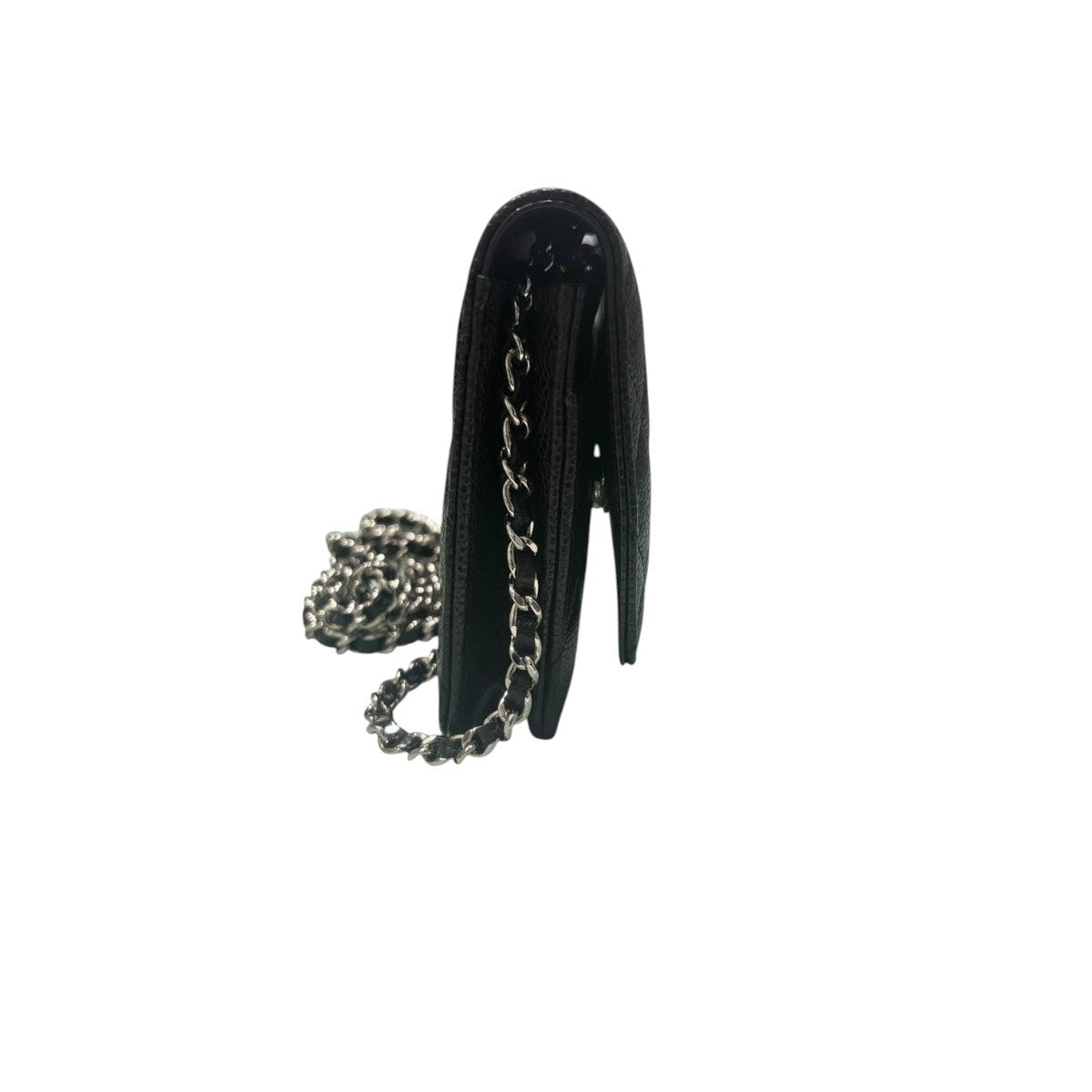 CHANEL シャネル キャビアスキン マトラッセ ブラック シルバー金具 カーフ AP0250 ショルダーバッグ ウォレットチェーン レディース AB