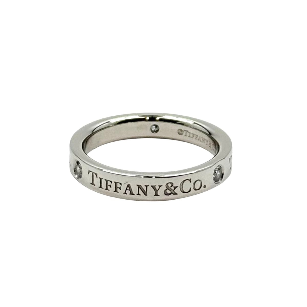 TIFFANY&Co. ティファニー フラットバンドリング 3Pダイヤ シルバー Pt950プラチナ / ダイヤモンド リング 指輪 アクセサリー ジュエリー 6.5号 レディース A