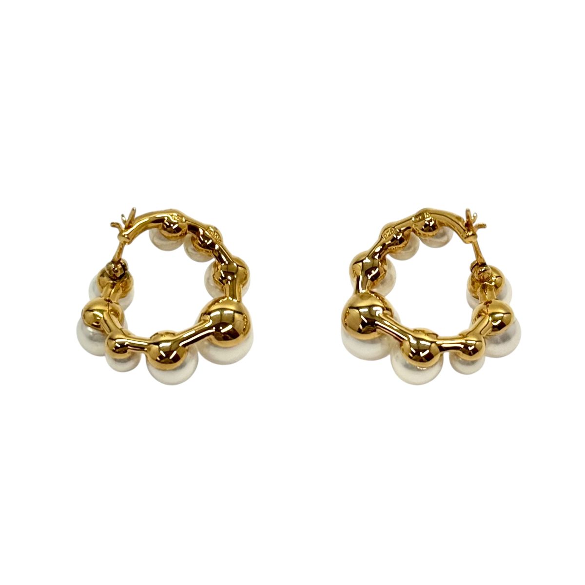 no brand ノーブランド Jouete ジュエッテ パール サークルピアス イエローゴールド シルバー925 / フェイクパール 075132 ピアス アクセサリー ジュエリー レディース A