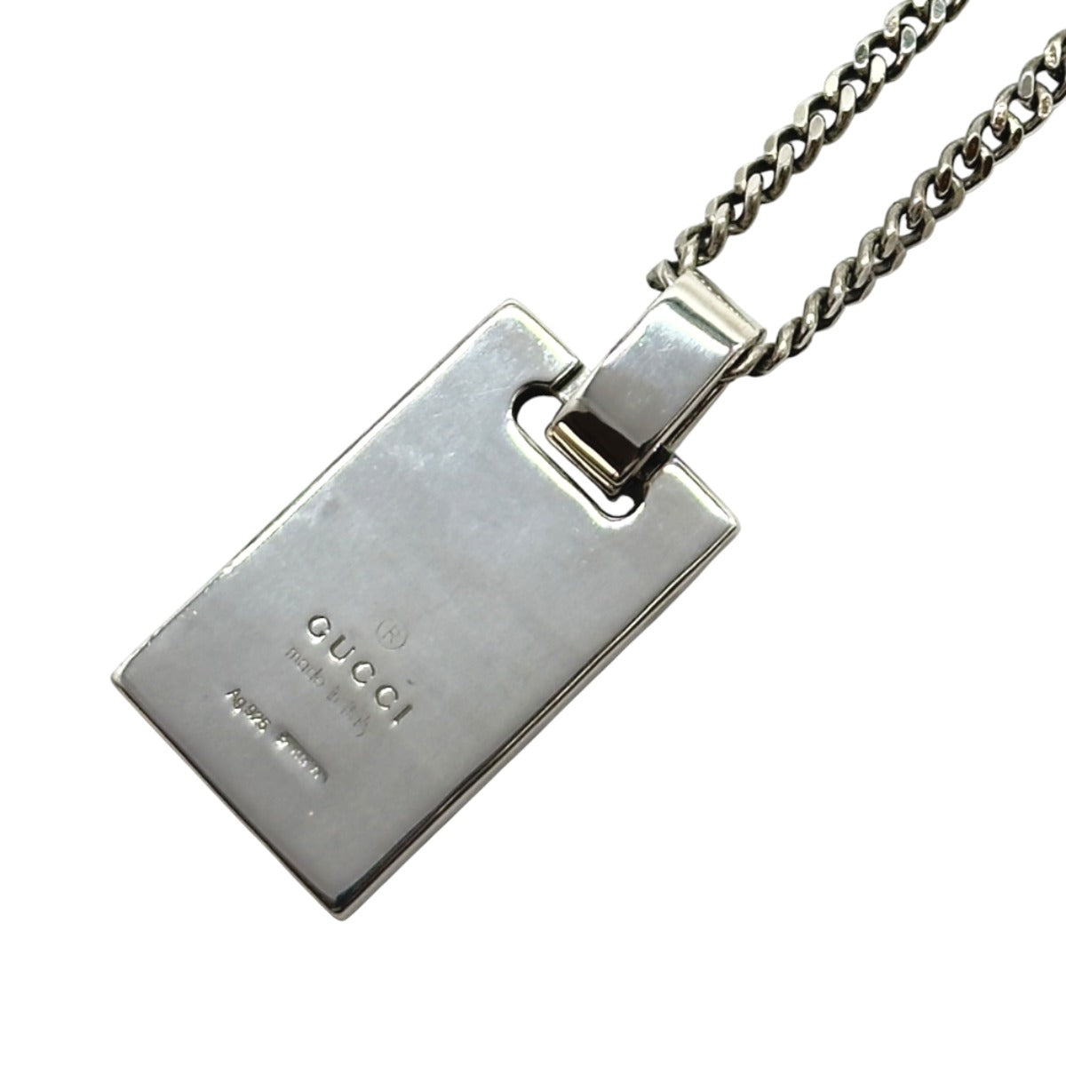 GUCCI グッチ ディアマンテ プレート タグ シルバー シルバー925 / エナメル 340481 ネックレス ペンダント レディース A