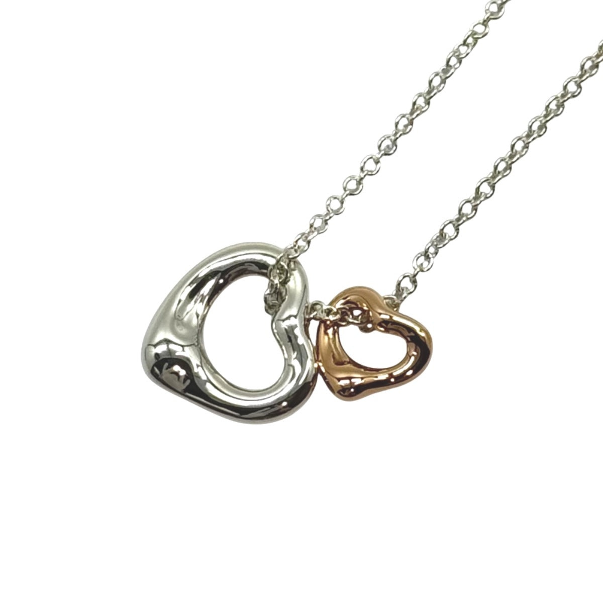 TIFFANY&Co. ティファニー エルサ ペレッティ ダブルオープンハート シルバー シルバー925 / K18PG ピンクゴールド ネックレス ペンダント アクセサリー ジュエリー レディース A