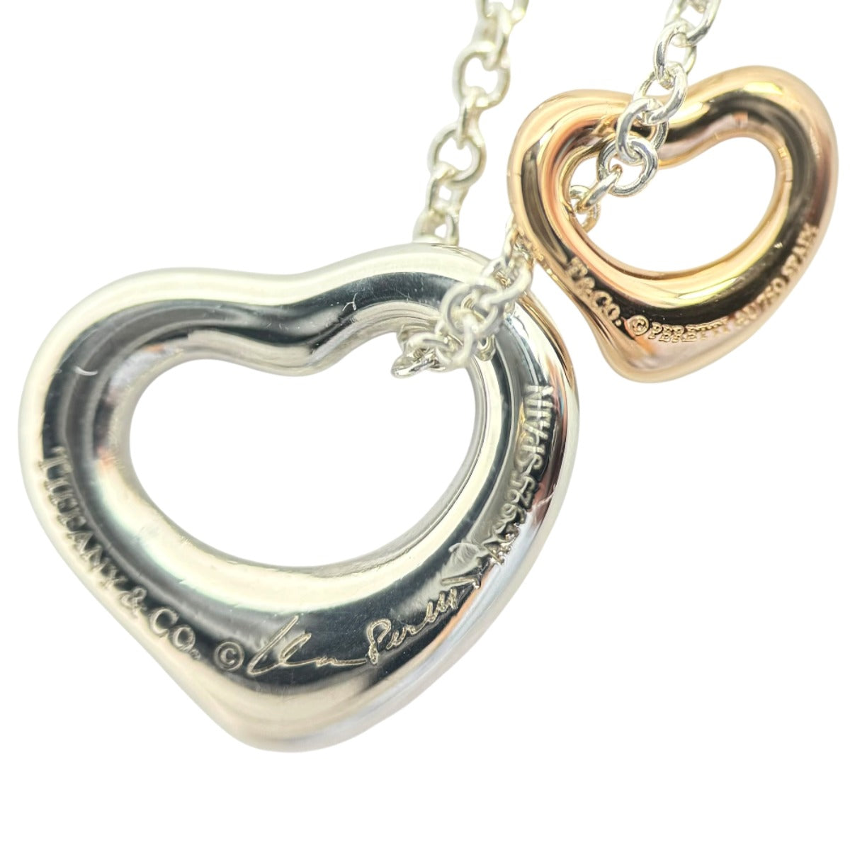 TIFFANY&Co. ティファニー エルサ ペレッティ ダブルオープンハート シルバー シルバー925 / K18PG ピンクゴールド ネックレス ペンダント アクセサリー ジュエリー レディース A
