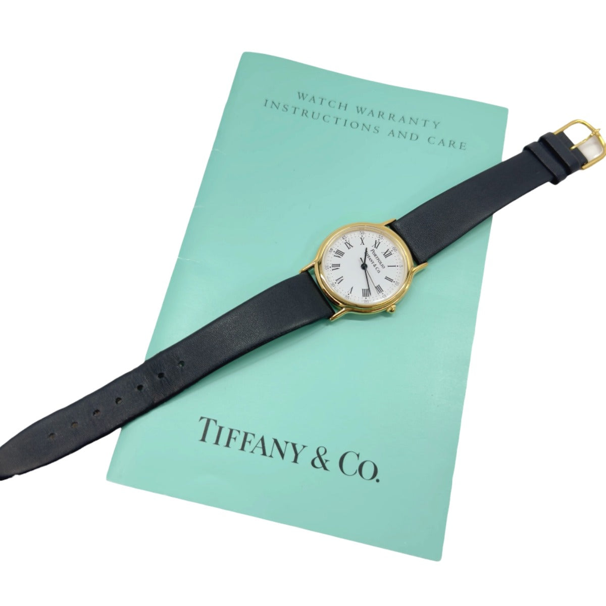 TIFFANY&Co. ティファニー ポートフィリオ ブラック ゴールド ステンレススチール / レザー 腕時計 リストウォッチ アクセサリー クオーツ ホワイト文字盤 レディース A