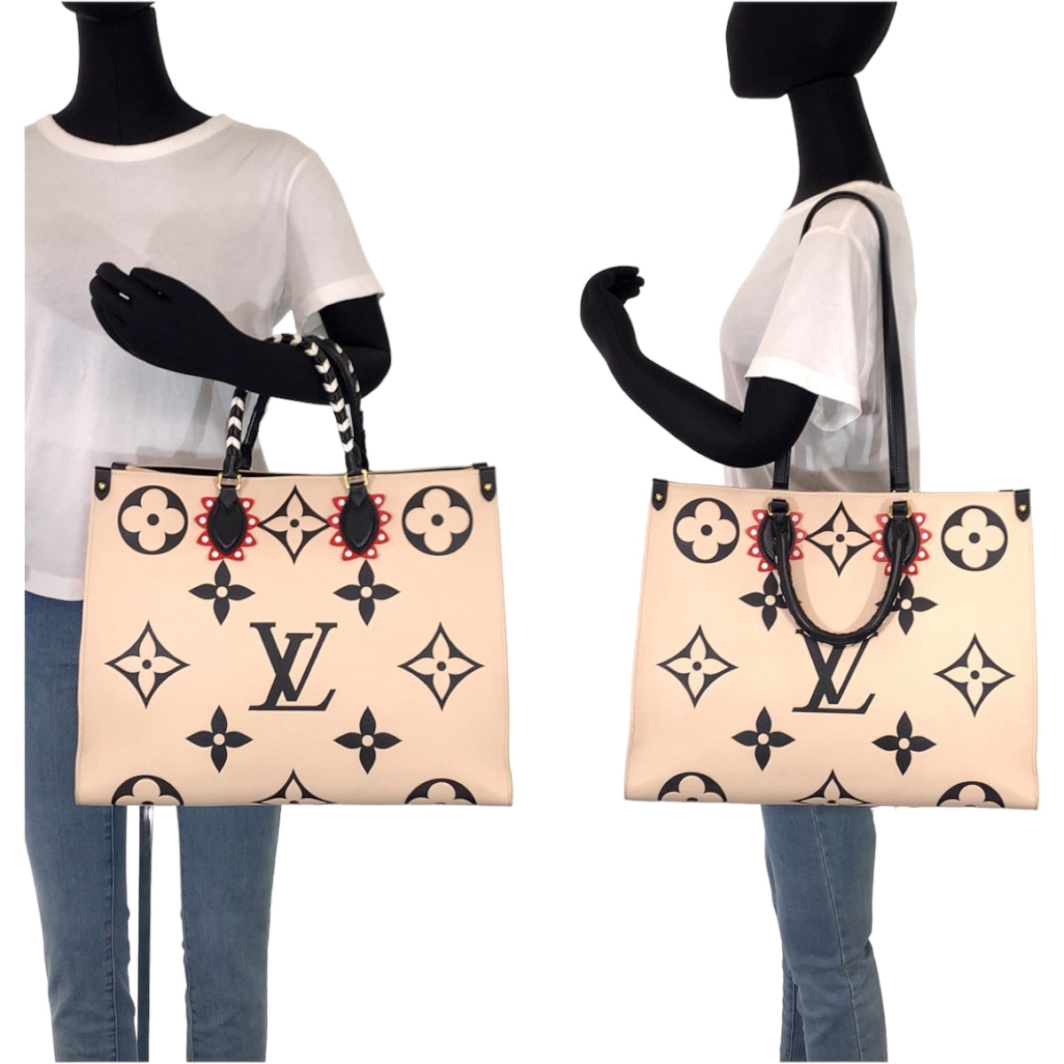 12536
LOUIS VUITTON ルイヴィトン モノグラム アンプラント クラフティ オンザゴーGM ベージュ ブラック ゴールド金具 カーフ M45372 トートバッグ ハンドバッグ レディース A325