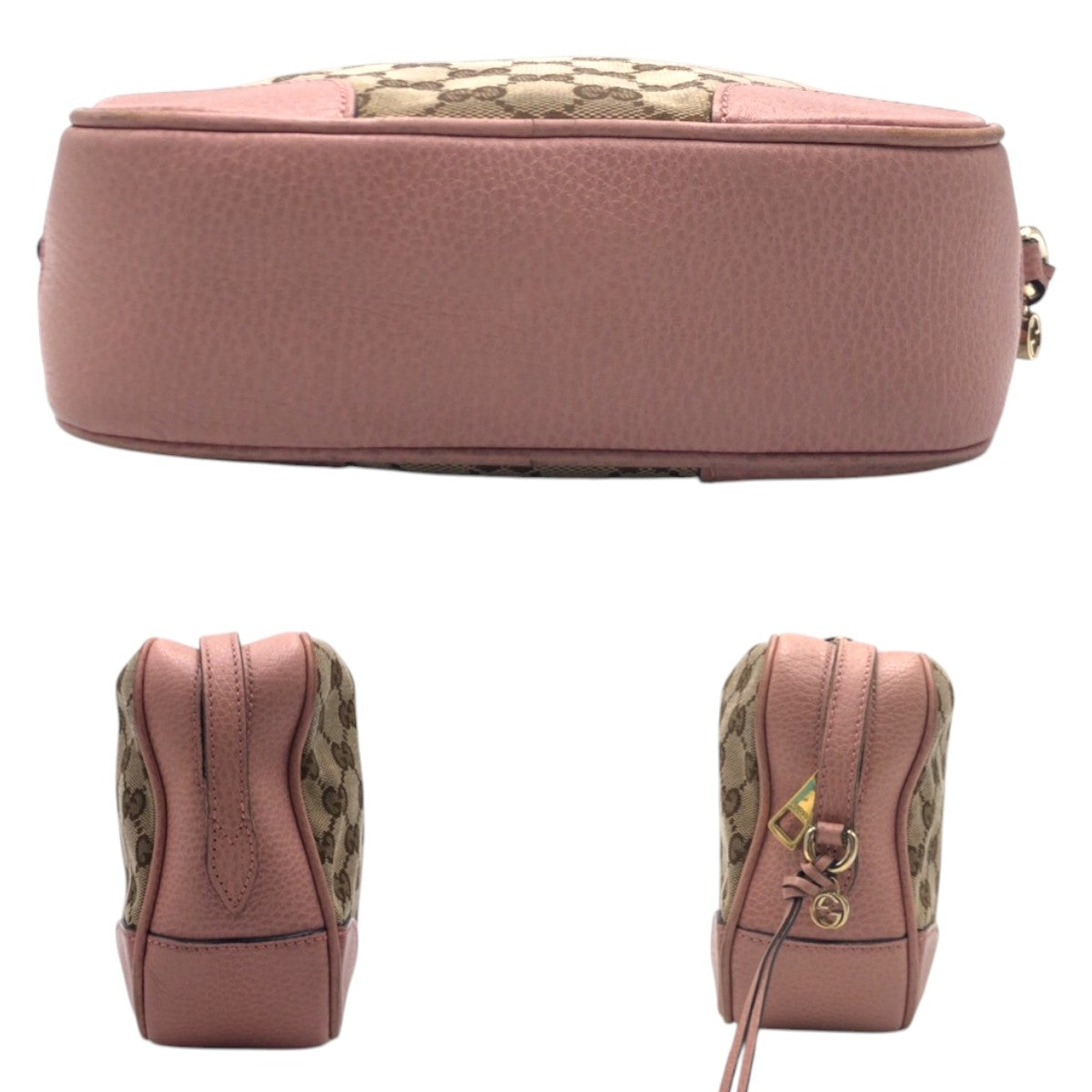 15245
GUCCI グッチ GG柄 ピンク ベージュ ブラウン GGキャンバス / レザー 449413 ショルダーバッグ ポシェット レディース AB42