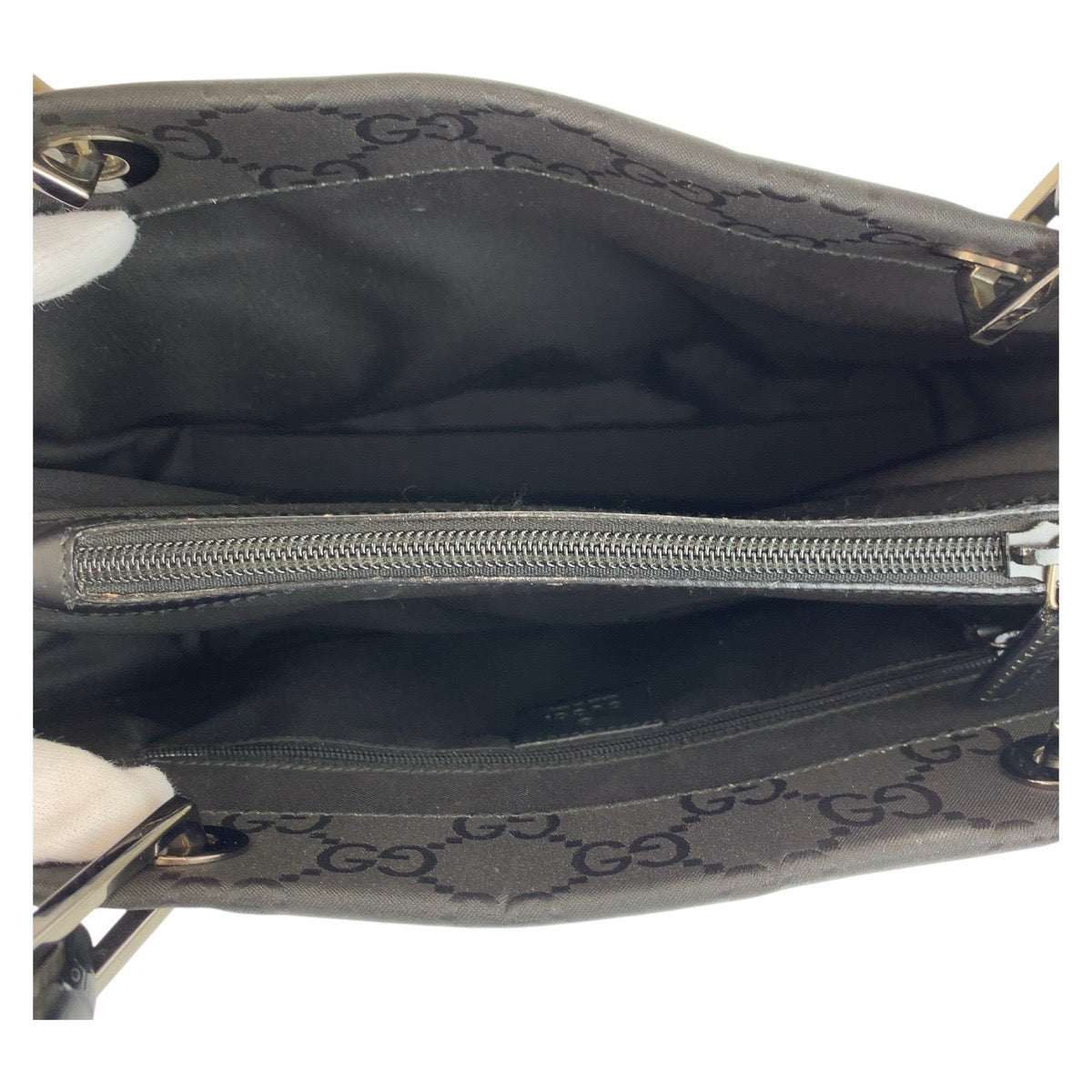 21986
GUCCI グッチ バンブー GG柄 ブラック 黒 ナイロン 002 1016 ハンドバッグ トートバッグ レディース A42