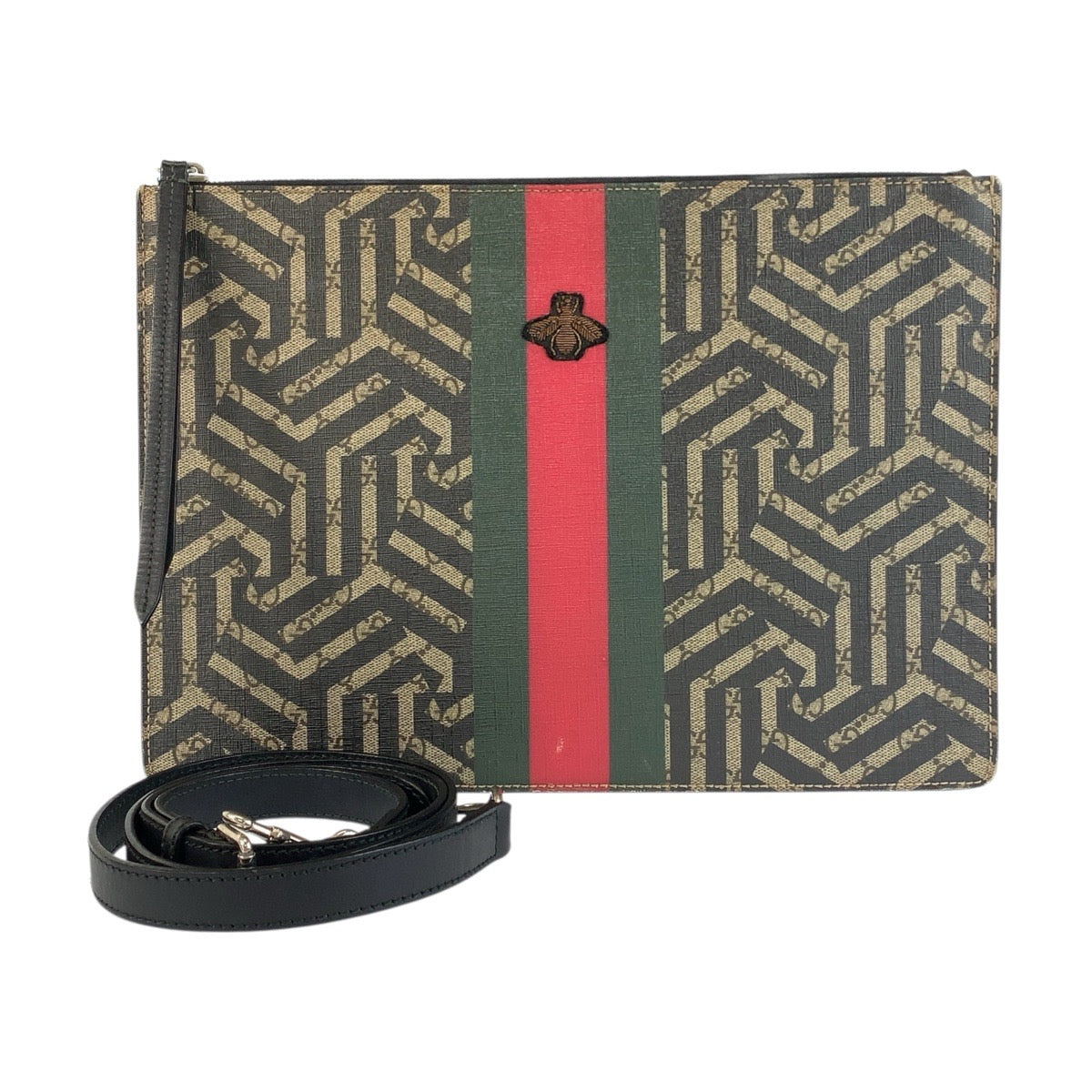 22101
GUCCI グッチ GGカレイド シェリーライン ベージュ ブラック シルバー金具 GGスプリームキャンバス / レザー 429004 ショルダーバッグ クラッチバッグ メンズ A56