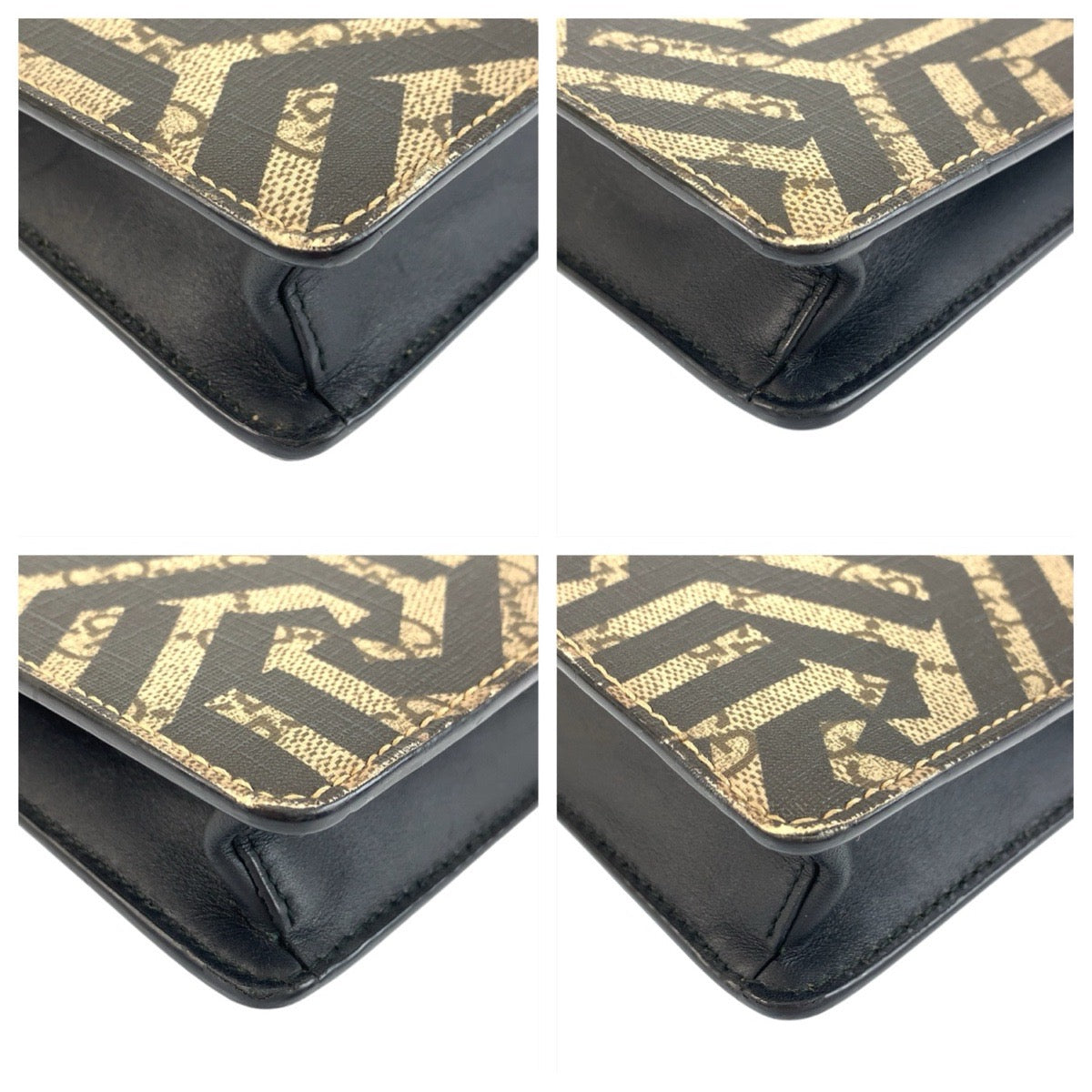 22101
GUCCI グッチ GGカレイド シェリーライン ベージュ ブラック シルバー金具 GGスプリームキャンバス / レザー 429004 ショルダーバッグ クラッチバッグ メンズ A56