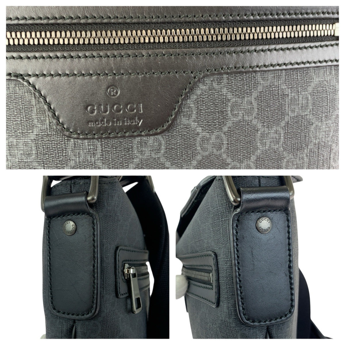 23171
GUCCI グッチ ブラック 黒 ガンメタ金具 GGスプリームキャンバス / レザー 322279 ショルダーバッグ メッセンジャーバッグ メンズ ABP56