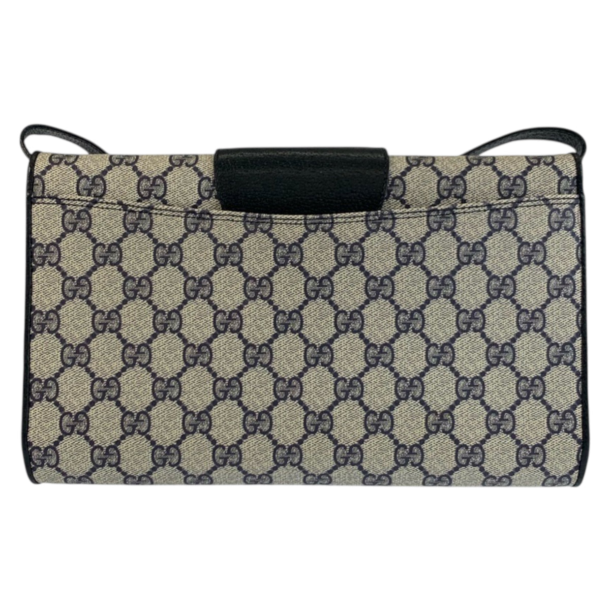 23317
GUCCI グッチ ヴィンテージ グレー ネイビー ゴールド金具 GGスプリームキャンバス / レザー ショルダーバッグ ポシェット レディース ABP35