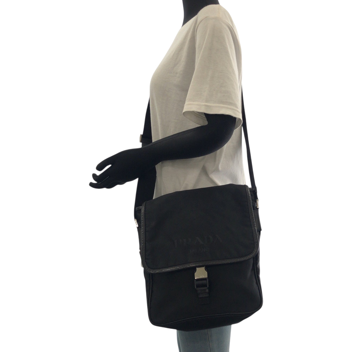23977
PRADA プラダ テスート ロゴ ブラック 黒 シルバー金具 ナイロン VA0770 ショルダーバッグ 斜め掛け メンズ ABP41