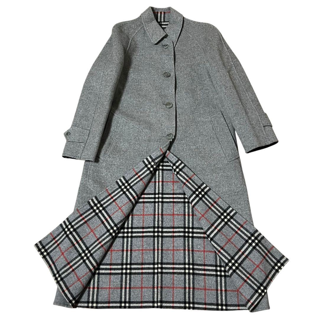 Burberry's Vintage Nova Check Reversible C-TK Tag Grey Wool Balmacaan Coat Men's AB