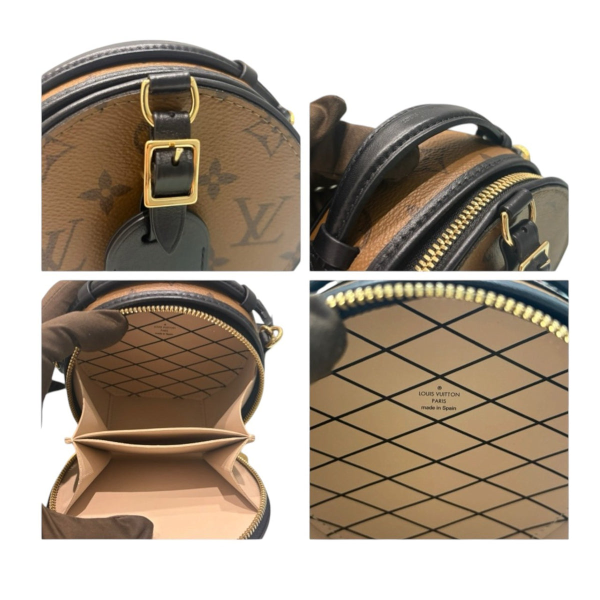 LOUIS VUITTON ルイヴィトン モノグラム ミニボワットシャポー ブラウン ゴールド金具 レザー / PVC M68276 ショルダーバッグ レディース A