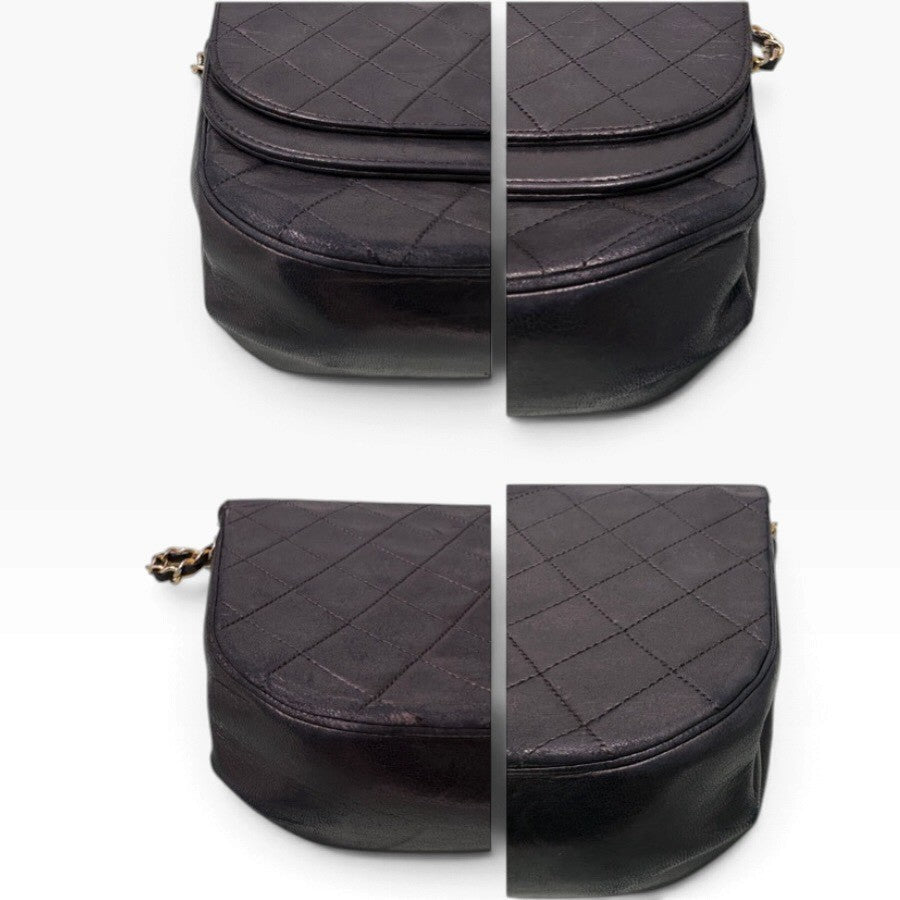 CHANEL シャネル マトラッセ ラムスキン ブラック ゴールド金具 レザー ショルダーバッグ レディース B