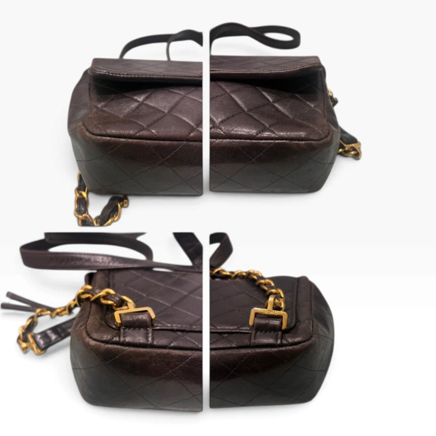 CHANEL シャネル マトラッセ ラムスキン ブラック ゴールド金具 レザー リュック レディース B