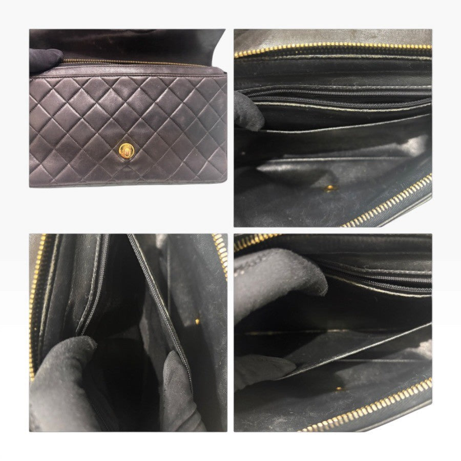 CHANEL シャネル マトラッセ ラムスキン ブラック ゴールド金具 レザー リュック レディース B