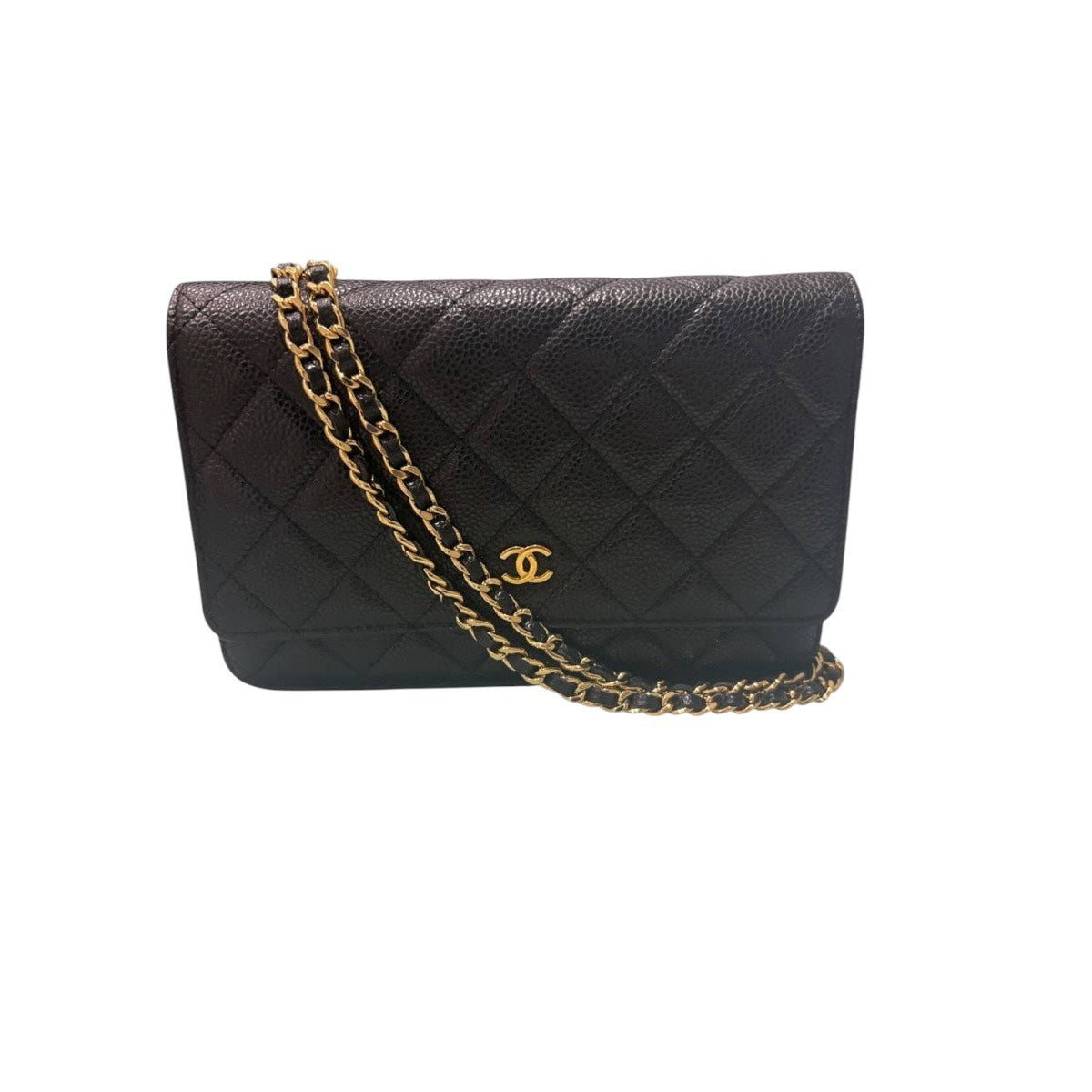 CHANEL シャネル キャビアスキン マトラッセ ブラック ゴールド金具 レザー AP0250 ショルダーバッグ チェーンウォレット レディース A