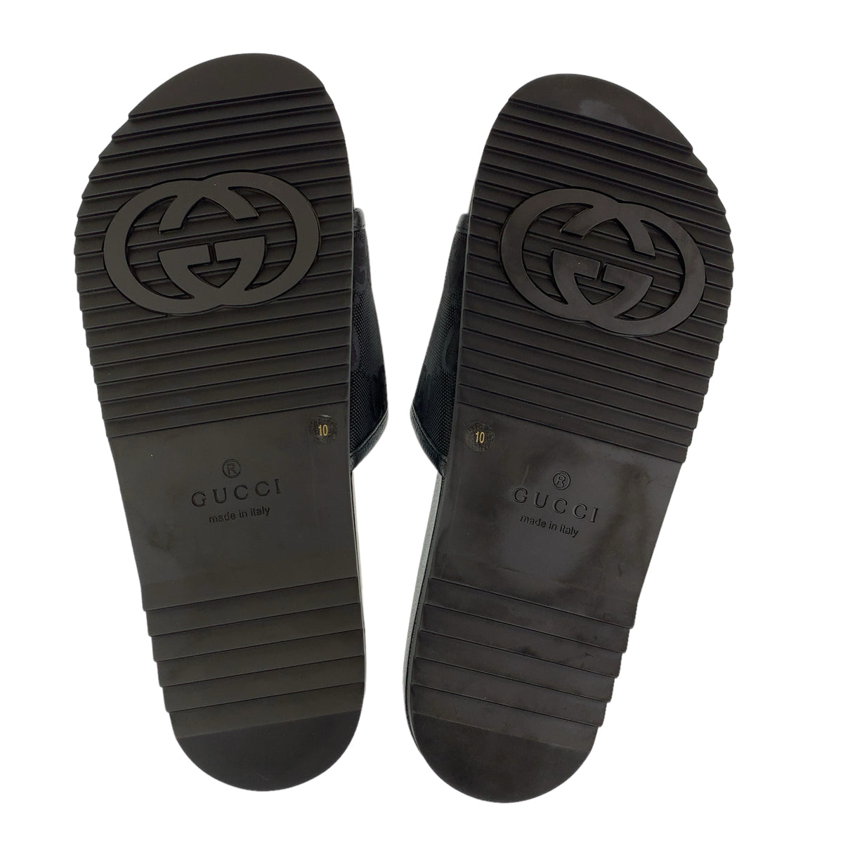H-00576
GUCCI グッチ GG柄 スライドサンダル サイズ10 ブラック 黒 PVC サンダル フラットサンダル  メンズ