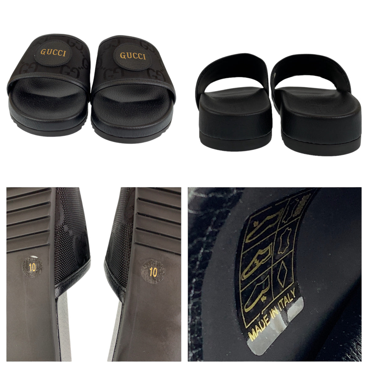 H-00577
GUCCI グッチ GG柄 スライドサンダル サイズ11 ブラック 黒 PVC サンダル ビーチサンダル  メンズ