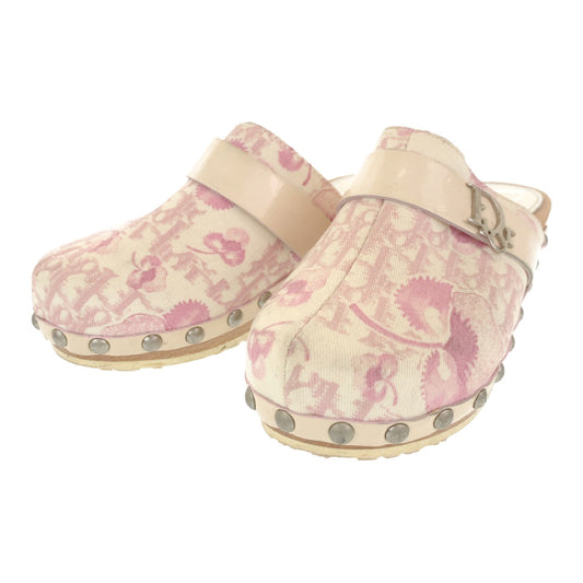 112773
 Dior Trotter Oblique Size 27 16.5cm Pink White Canvas/PVC Sandals Slippers Kids