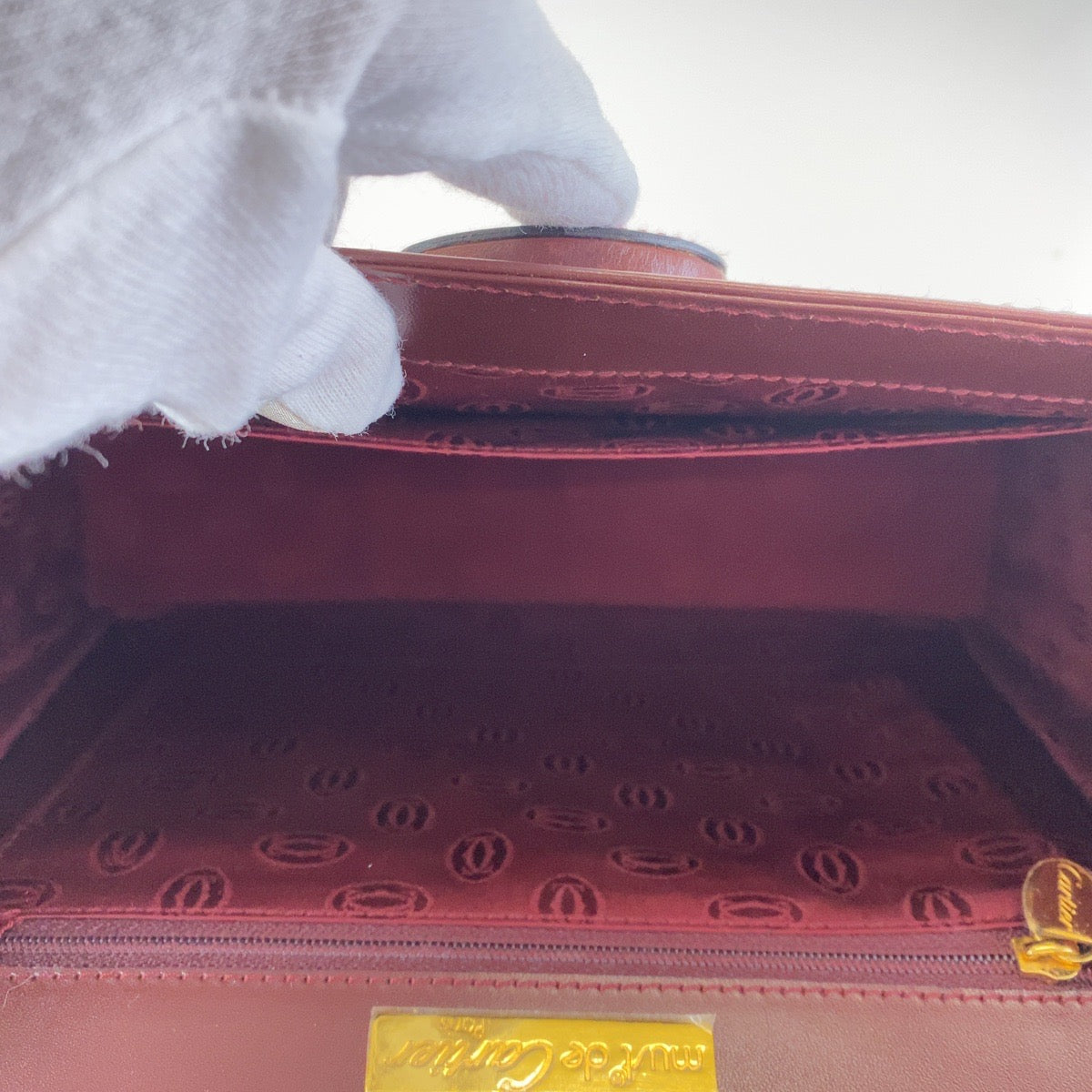 H-0017
CARTIER カルティエ マストライン ボルドー ワインレッド レザー ハンドバッグ トートバッグ  レディース
