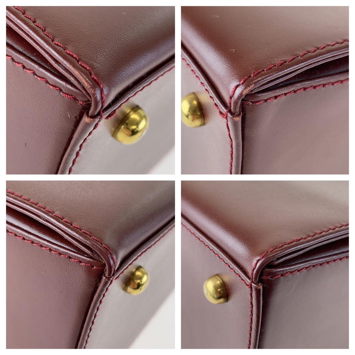 H-0017
CARTIER カルティエ マストライン ボルドー ワインレッド レザー ハンドバッグ トートバッグ  レディース