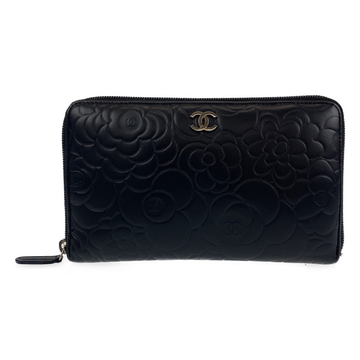 B-077
CHANEL シャネル カメリアライン ココマーク ブラック ゴールド ラムスキン 長財布 札入れ  レディース
