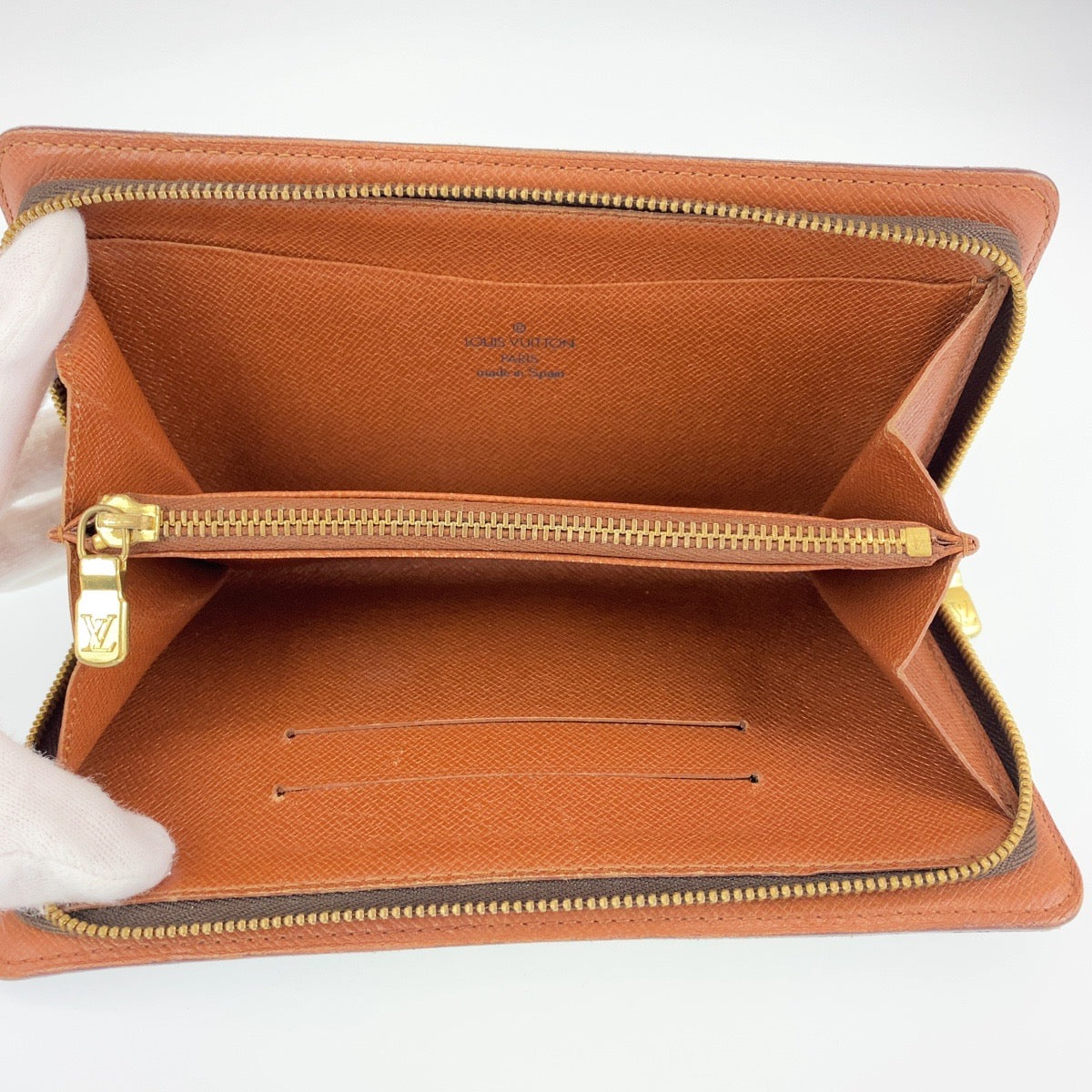 B-062
LOUIS VUITTON ルイヴィトン モノグラム ポルト モネ ジップ ブラウン レザー M61727 長財布 ラウンドファスナー ラウンドジップ  レディース