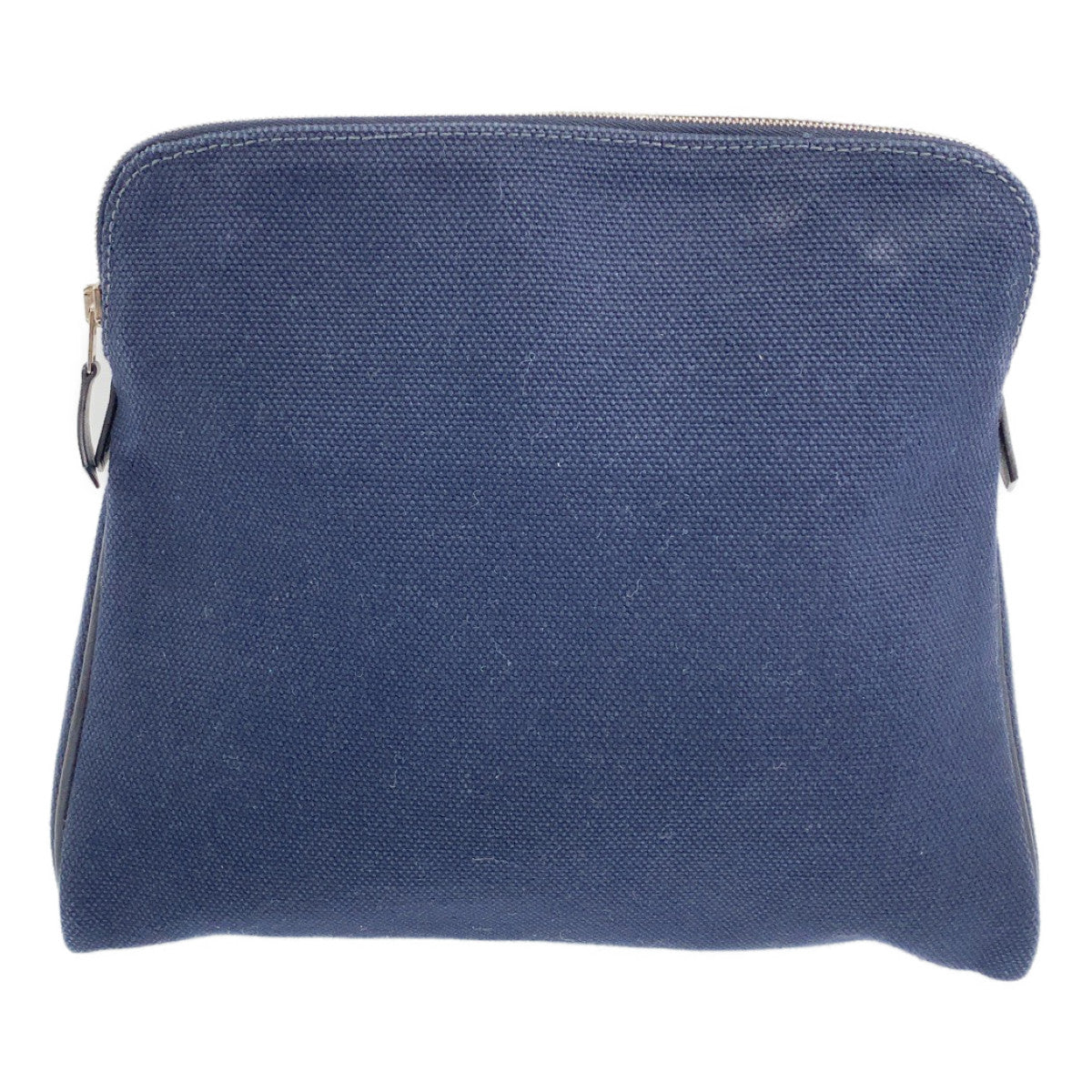 B-091
HERMES エルメス ボリード ポーチ ネイビー  シルバー金具 紺 キャンバス ポーチ クラッチバッグ □J刻印  レディース