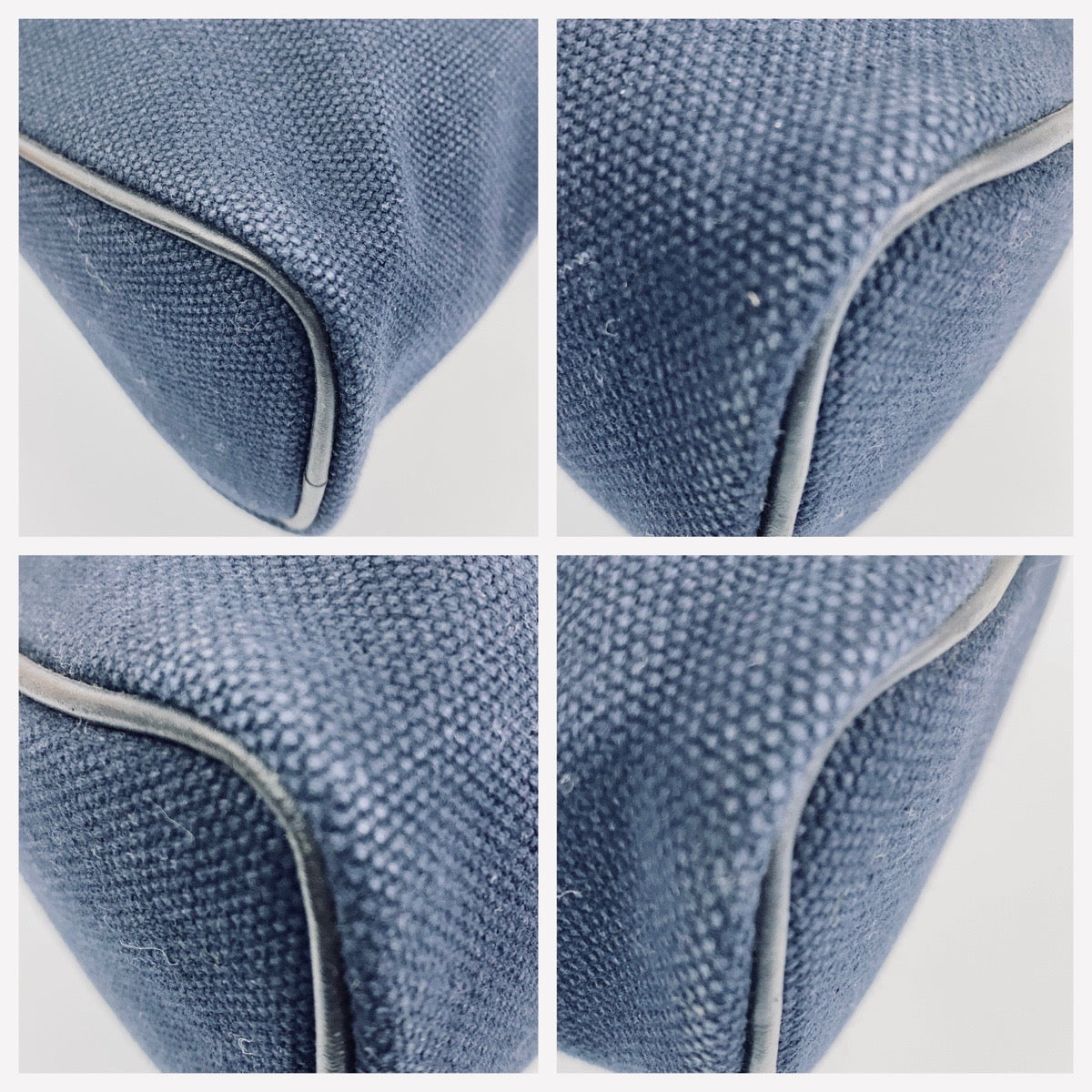 B-091
HERMES エルメス ボリード ポーチ ネイビー  シルバー金具 紺 キャンバス ポーチ クラッチバッグ □J刻印  レディース