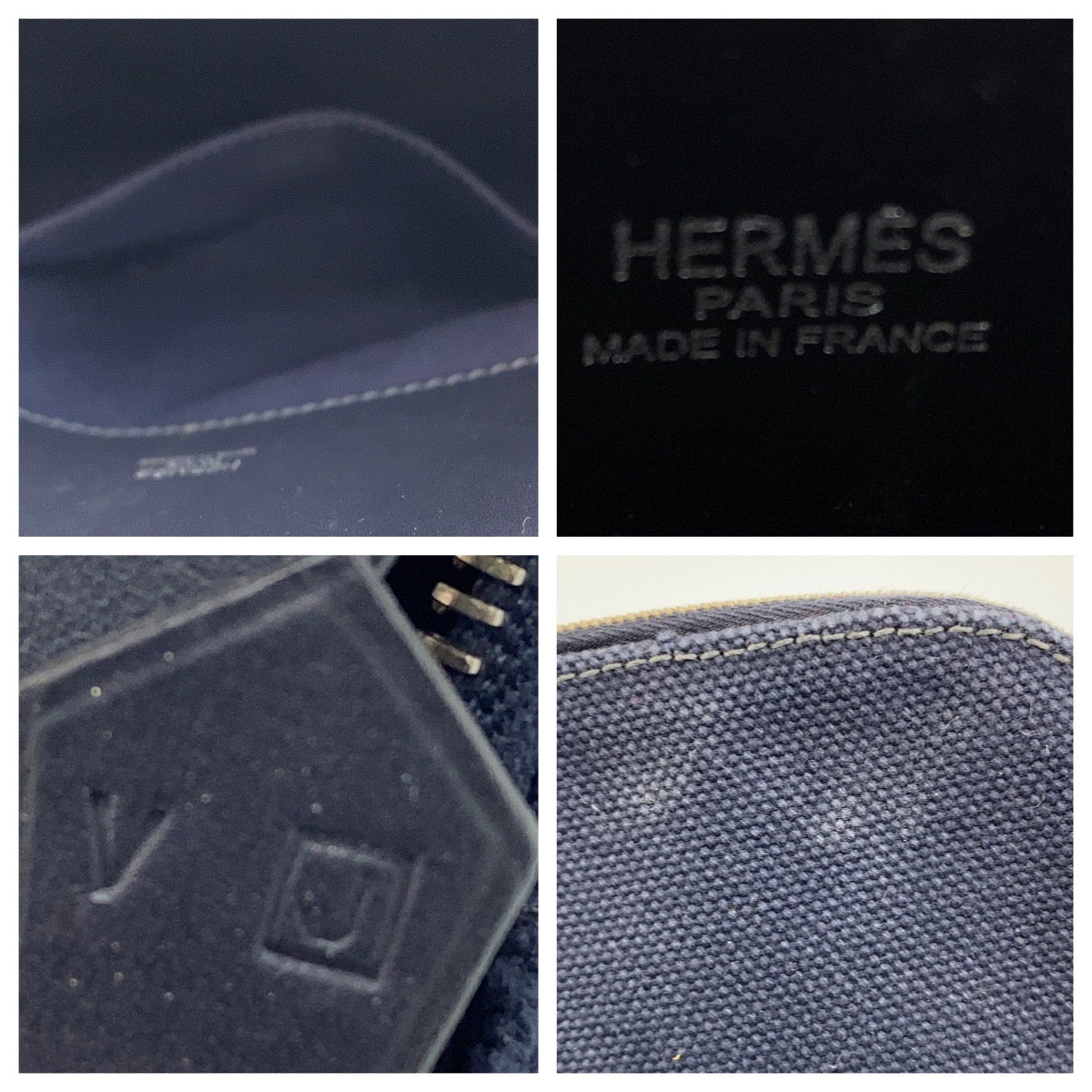 B-091
HERMES エルメス ボリード ポーチ ネイビー  シルバー金具 紺 キャンバス ポーチ クラッチバッグ □J刻印  レディース