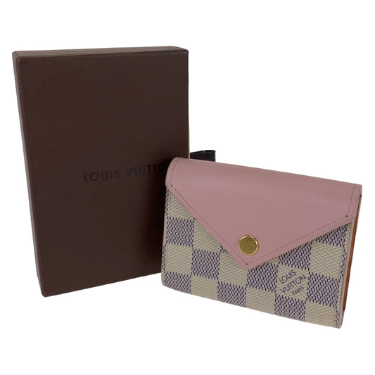 B-071
LOUIS VUITTON ルイ ヴィトン ダミエ アズール ポルトフォイユ ゾエ ホワイト 白 ピンク ゴールド金具 PVC N60292 カードケース 名刺入れ  レディース
