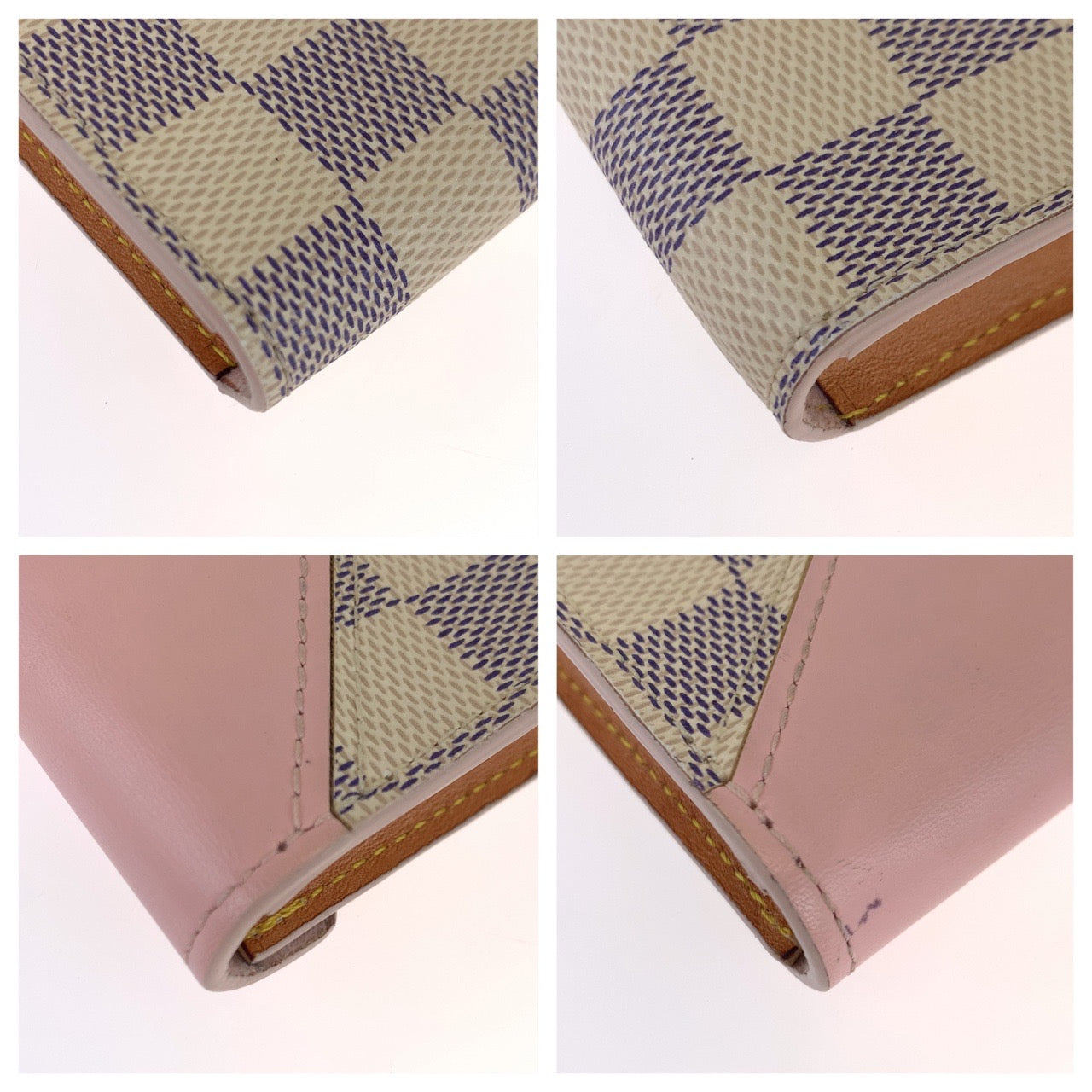 B-071
LOUIS VUITTON ルイ ヴィトン ダミエ アズール ポルトフォイユ ゾエ ホワイト 白 ピンク ゴールド金具 PVC N60292 カードケース 名刺入れ  レディース