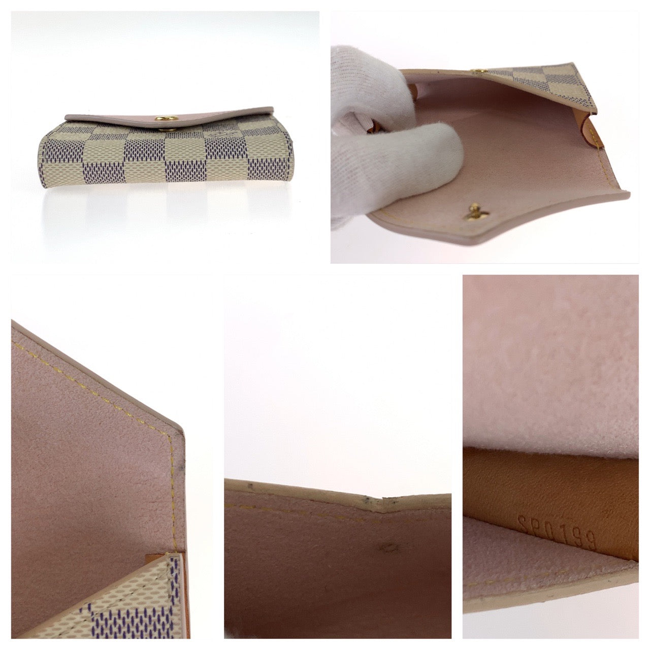 B-071
LOUIS VUITTON ルイ ヴィトン ダミエ アズール ポルトフォイユ ゾエ ホワイト 白 ピンク ゴールド金具 PVC N60292 カードケース 名刺入れ  レディース