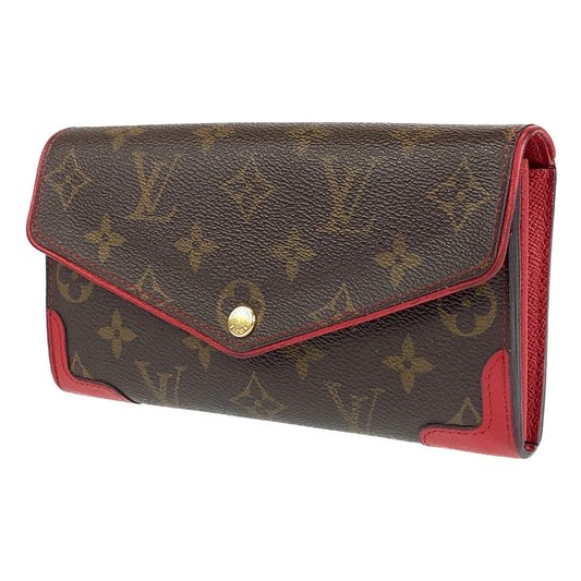 B-049
LOUIS VUITTON ルイヴィトン モノグラム ポルトフォイユ サラ レティーロ スリーズ ブラウン 茶 レッド 赤 レザー M61184 長財布 札入れ  レディース