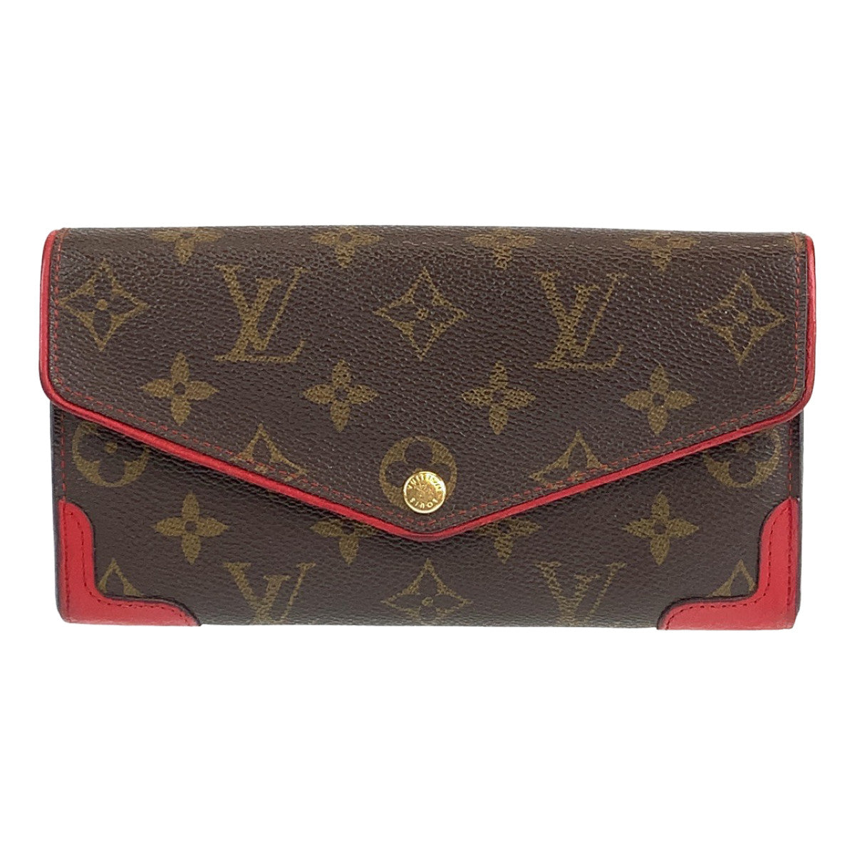 B-049
LOUIS VUITTON ルイヴィトン モノグラム ポルトフォイユ サラ レティーロ スリーズ ブラウン 茶 レッド 赤 レザー M61184 長財布 札入れ  レディース