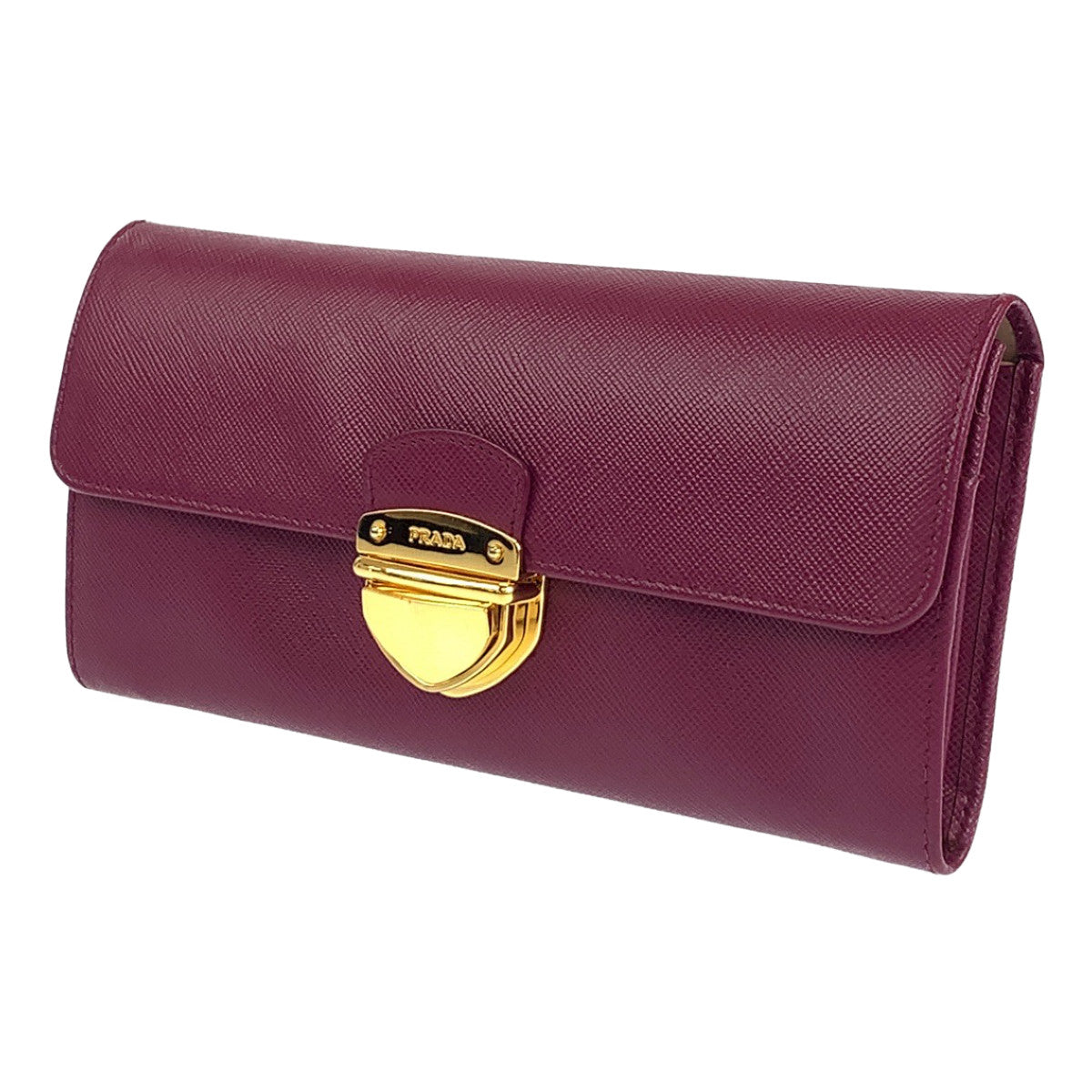 B-073
PRADA プラダ サフィアーノ パープル 紫 ゴールド金具 レザー 長財布 二つ折り長財布  レディース