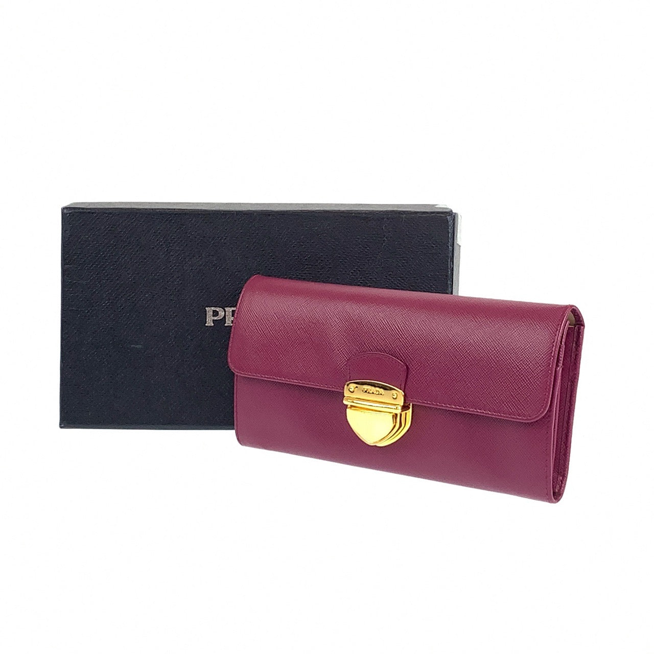 B-073
PRADA プラダ サフィアーノ パープル 紫 ゴールド金具 レザー 長財布 二つ折り長財布  レディース