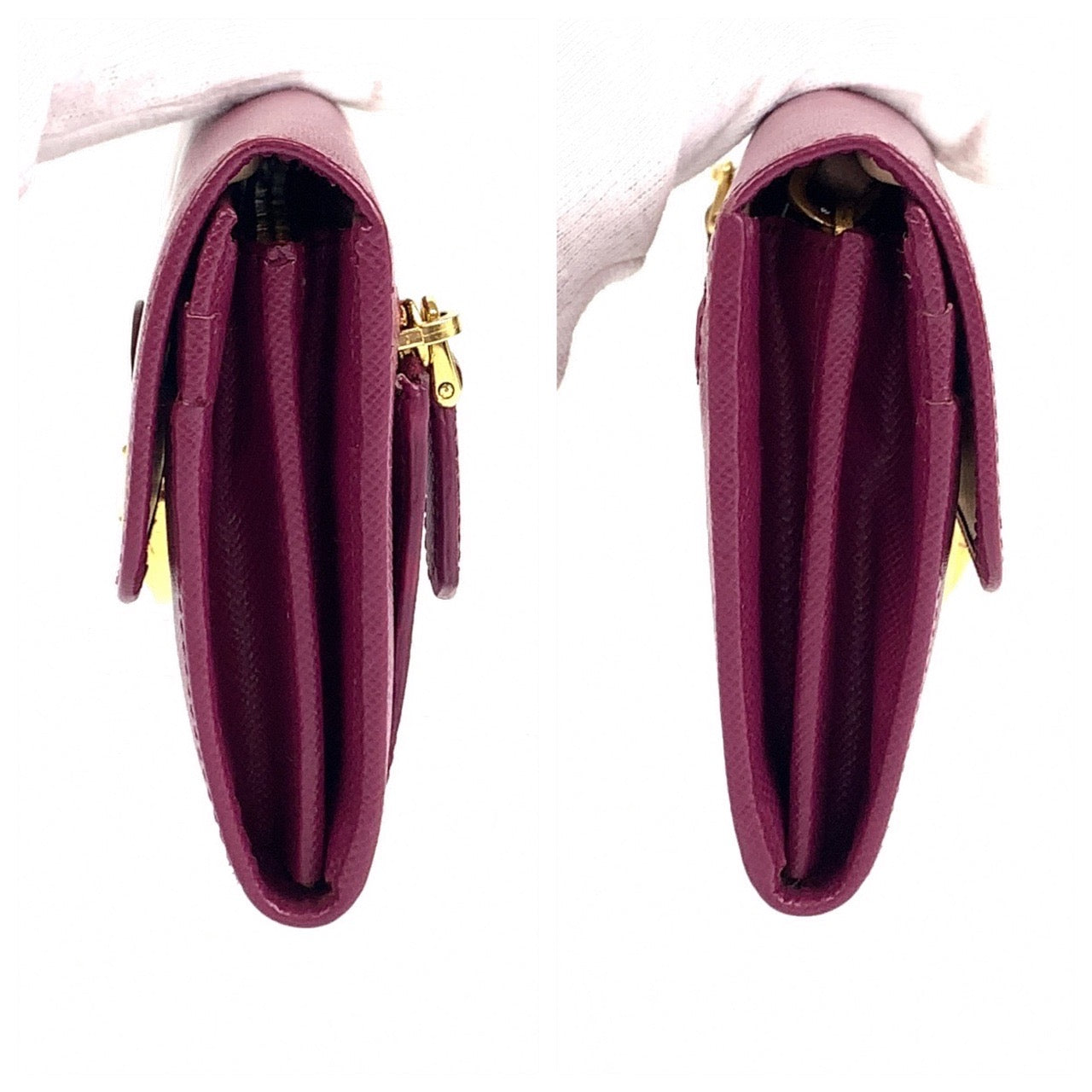 B-073
PRADA プラダ サフィアーノ パープル 紫 ゴールド金具 レザー 長財布 二つ折り長財布  レディース