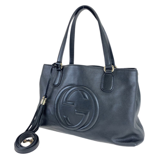 H-0071
GUCCI グッチ ソーホー インターロッキング タッセル ブラック 黒 ゴールド金具 レザー 308363 ショルダーバッグ トートバッグ 2way  レディース