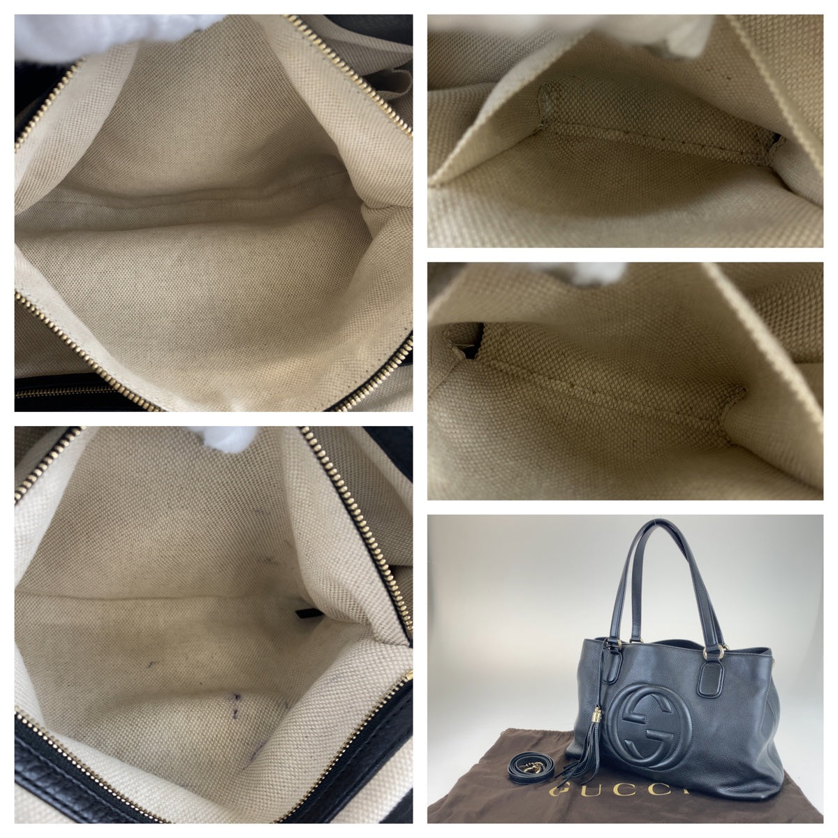 H-0071
GUCCI グッチ ソーホー インターロッキング タッセル ブラック 黒 ゴールド金具 レザー 308363 ショルダーバッグ トートバッグ 2way  レディース