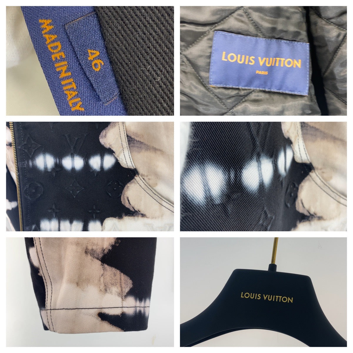B-100
LOUIS VUITTON ルイヴィトン 20AW タイダイワークウェア サイズ46 ブラック 黒 ベージュ コットン RM222 PU9 HNA63W デニムジャケット 中綿  メンズ