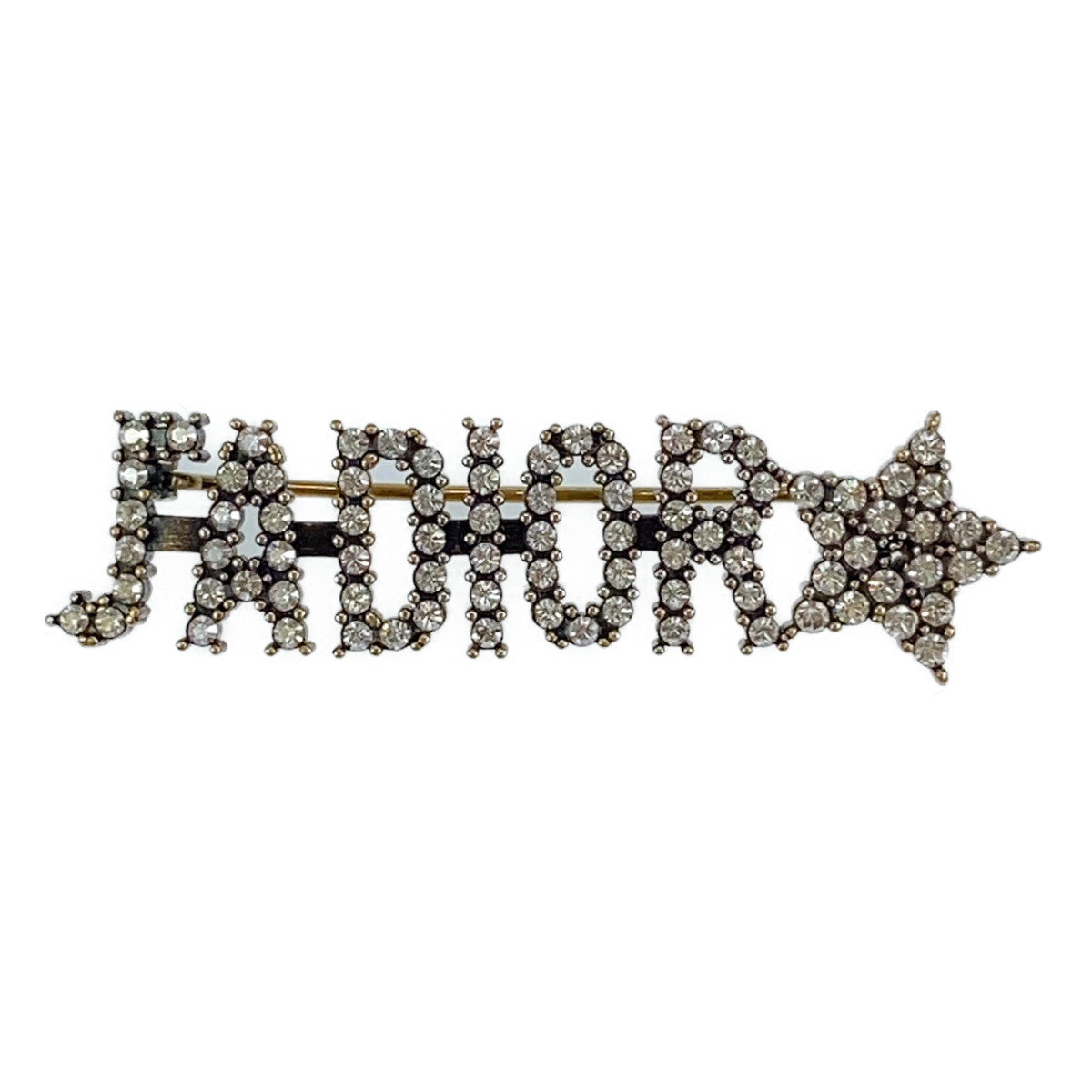 B-079
Christian Dior クリスチャンディオール JA DIOR ラインストーン ゴールド 金 メタル ピンブローチ  レディース